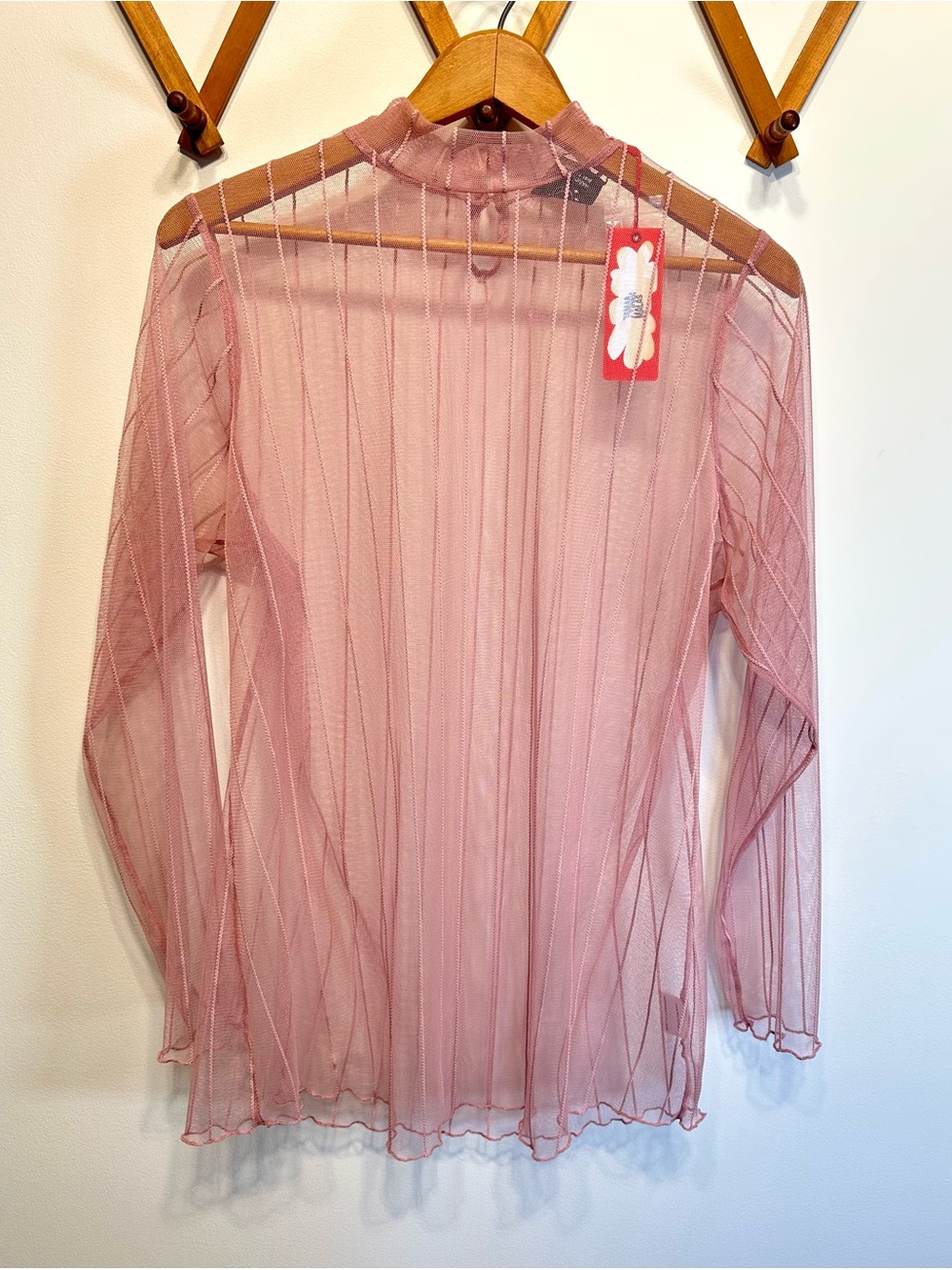 NWT Tamara Malas Sheer blush pink mesh Normandie Top 14/16 Mock Neck